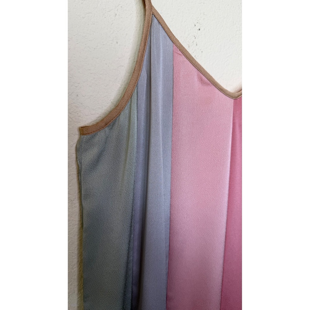 Storia Pastel Stripe Jumpsuit Small Colorblock Wide Leg Satin Beach Resort Wear - Picture 15 of 15